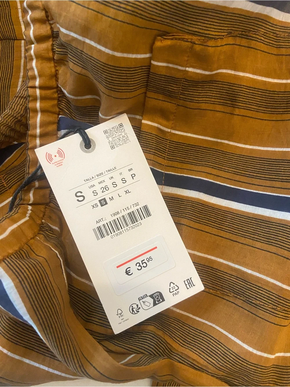 Zara STRIPED LINEN BLEND TROUSERS-Size Small